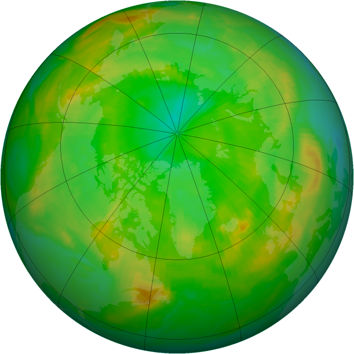 Arctic ozone map for 14 July 1980